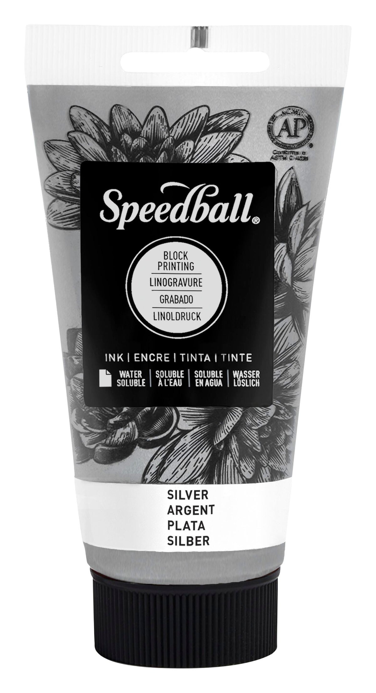 INK WATER SOLUBLE BLOCK PRINTING 2.5 OZ SILVER