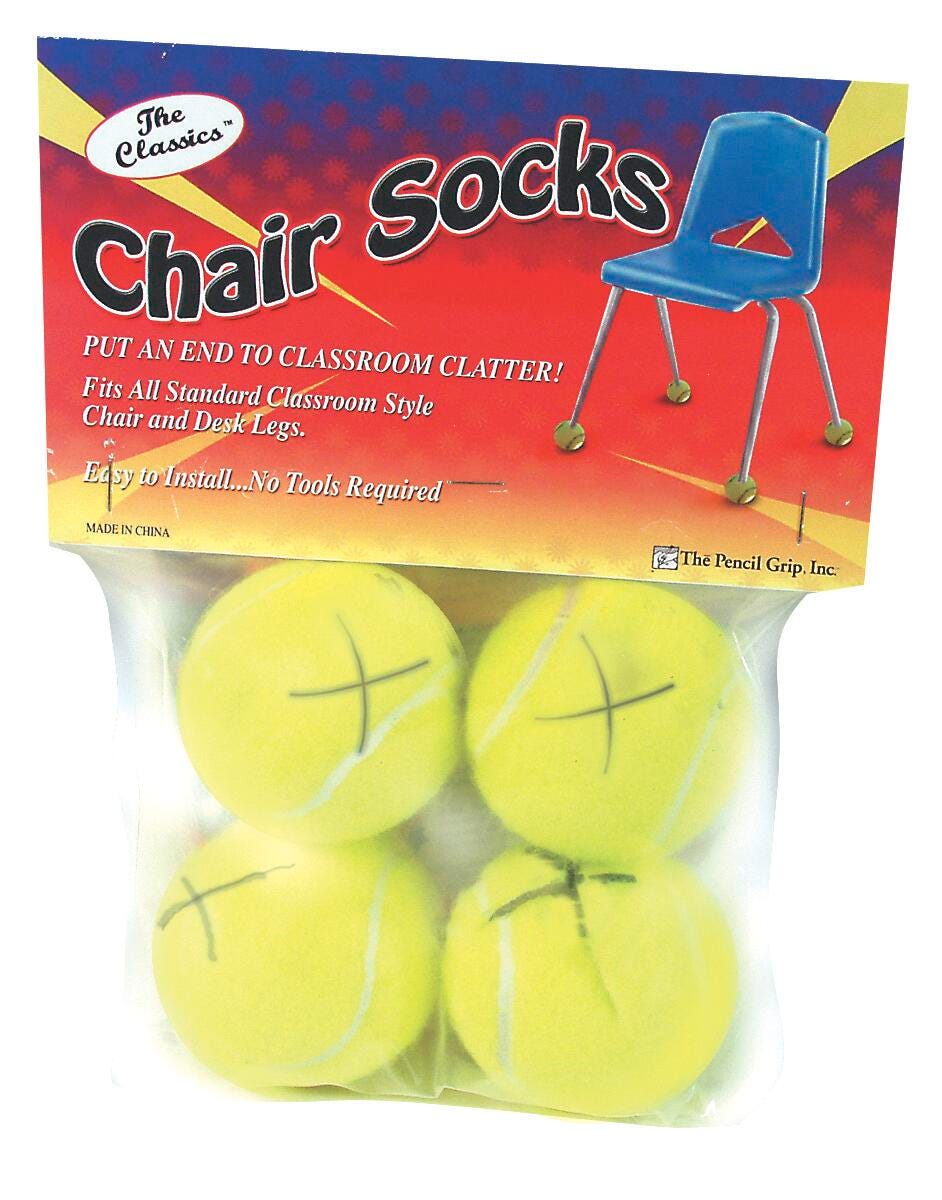 CHAIR SOCKS FLOOR PROTECTORS YELLOW PACK OF 4