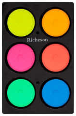 PAINT TEMPERA CAKES RICHESON SMALL ASST FLUORESCENT TRAY SET OF 6
