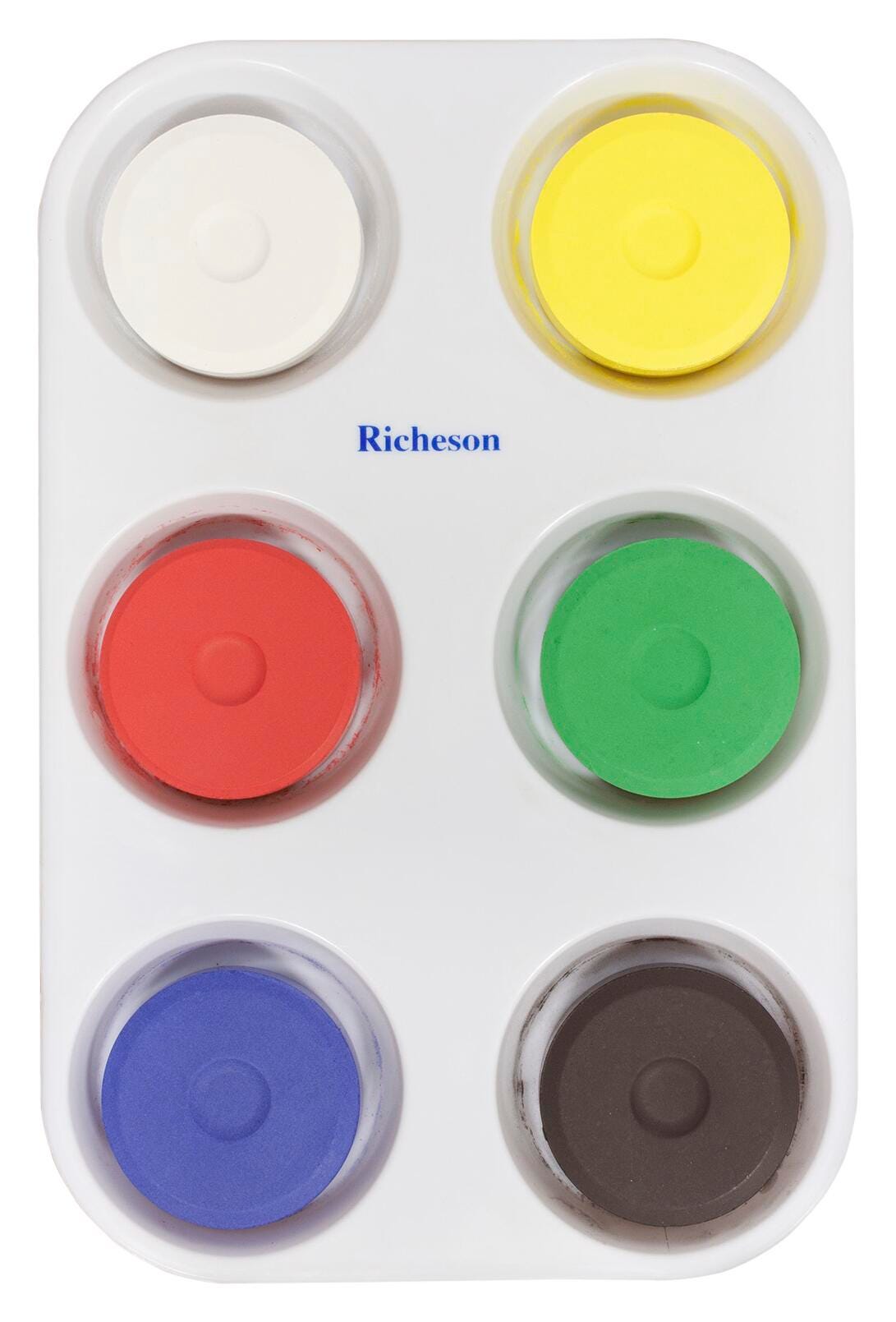 PAINT TEMPERA CAKES RICHESON LARGE ASST PRIMARY MUFFIN TRAY SET OF 6