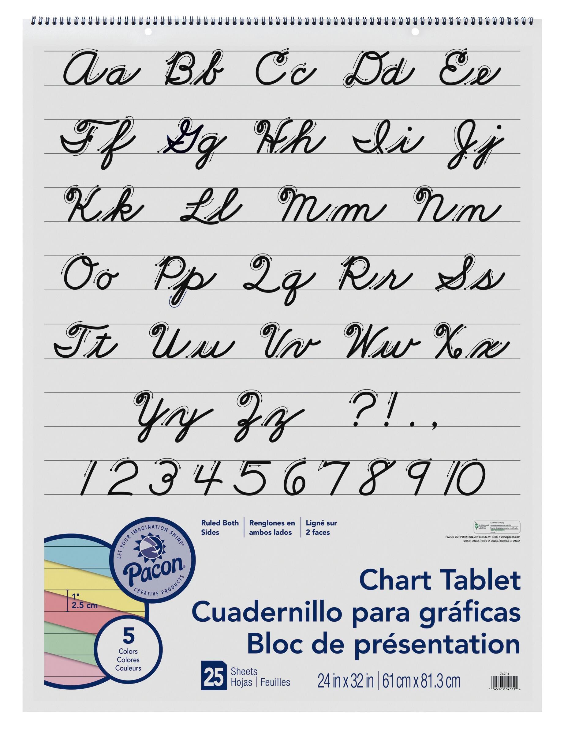 PAPER CHART 24X32 CURSIVE 1 IN RULED SW 25 SHTS
