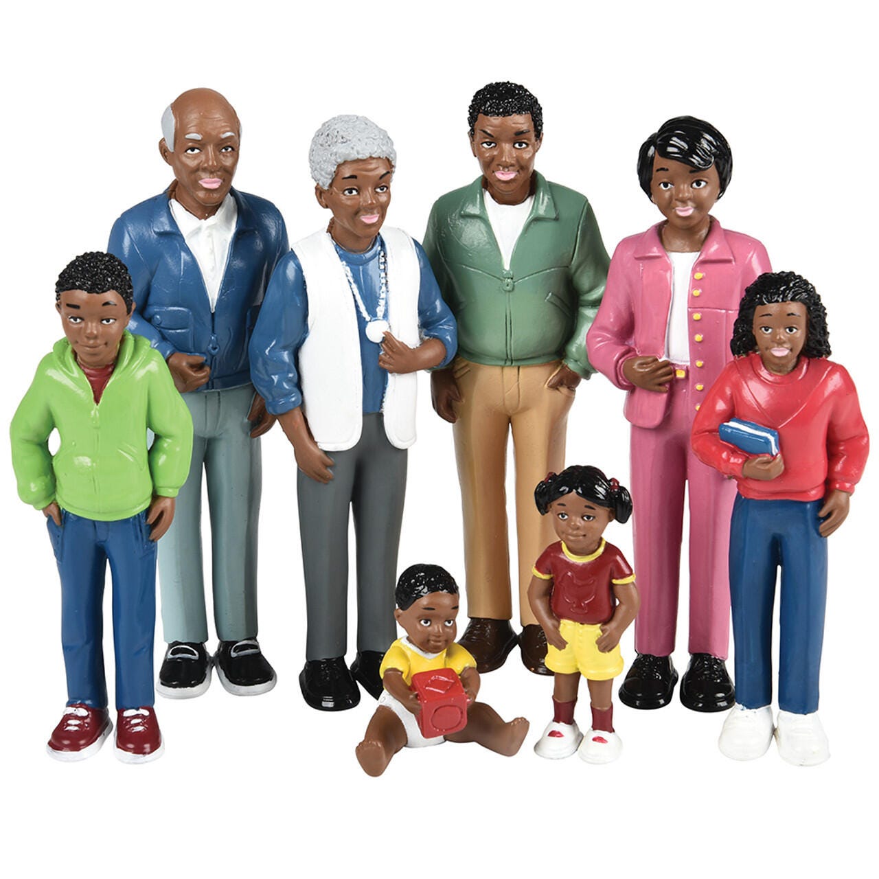 DOLLS PRETEND PLAY FAMILIES AFRICAN AMERICAN SET OF 8