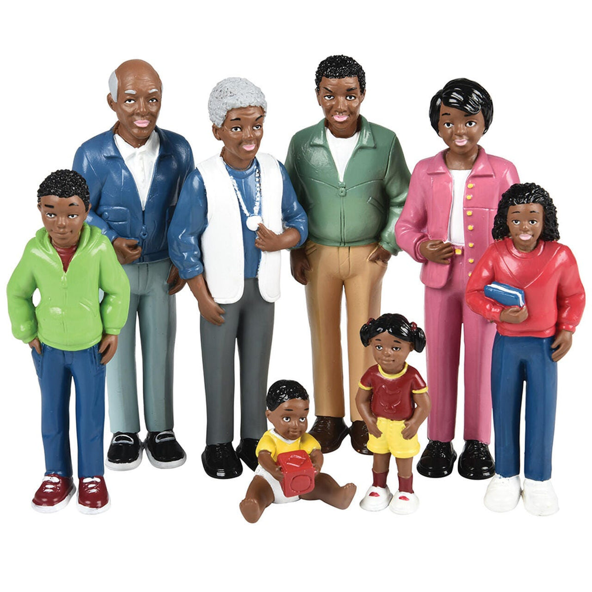 DOLLS PRETEND PLAY FAMILIES AFRICAN AMERICAN SET OF 8