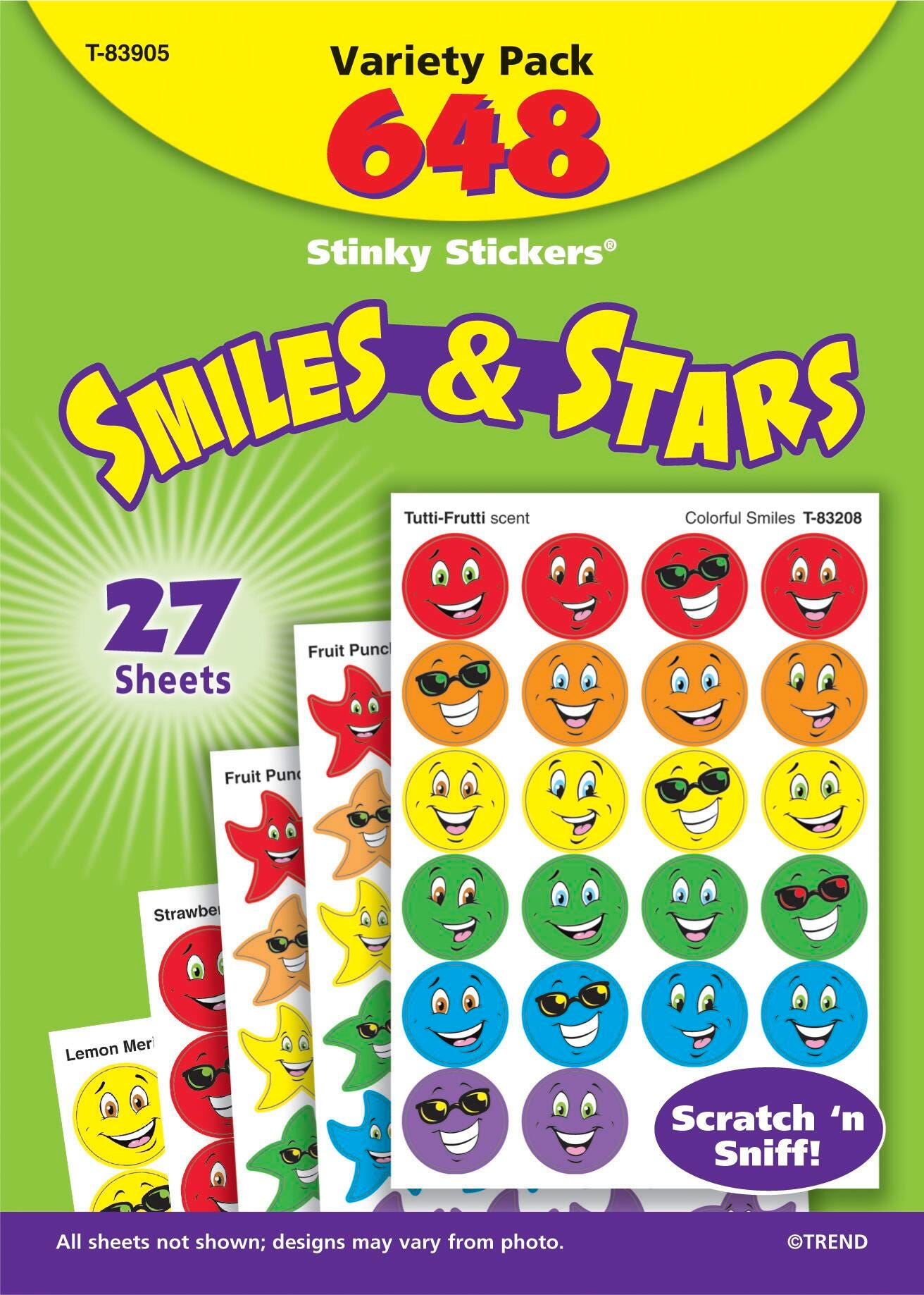 STICKERS STINKY SMILES + STARS JUMBO VARIETY PACK OF 648