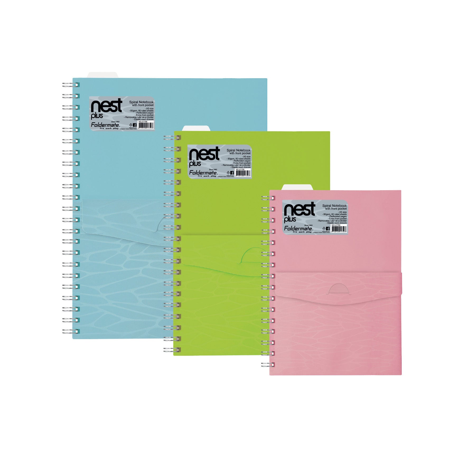 Foldermate, 5SubjctNotebk A4 150shtBX=8 PastlCol NP