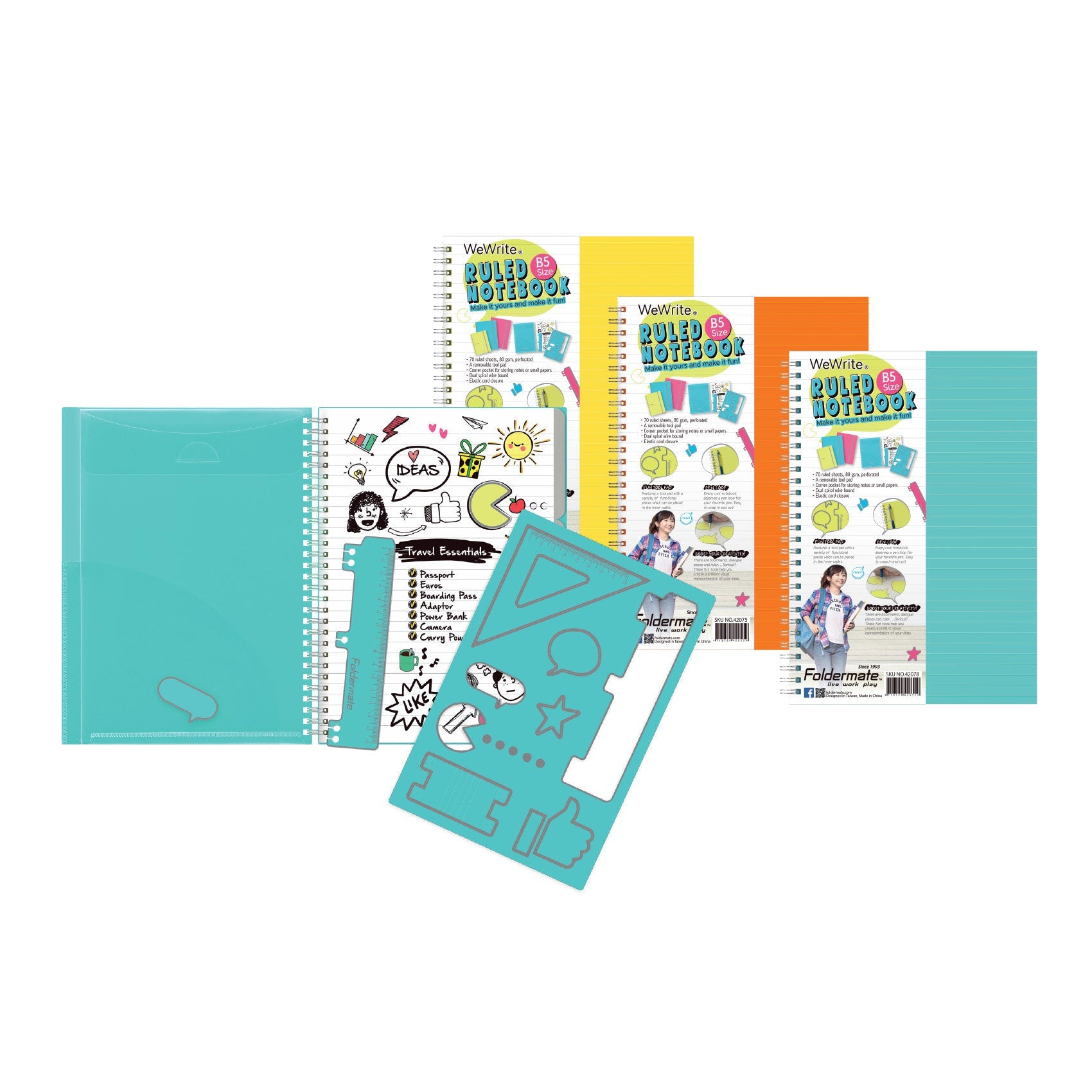 Foldermate, 1SubjctNotebk A5 70sht BX=12 PastlCol WW