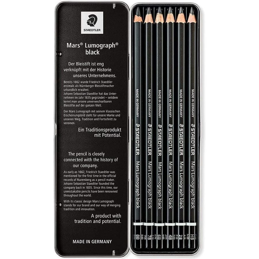 Staedtler, Mars Lumograph Pencil Black Set 6pc