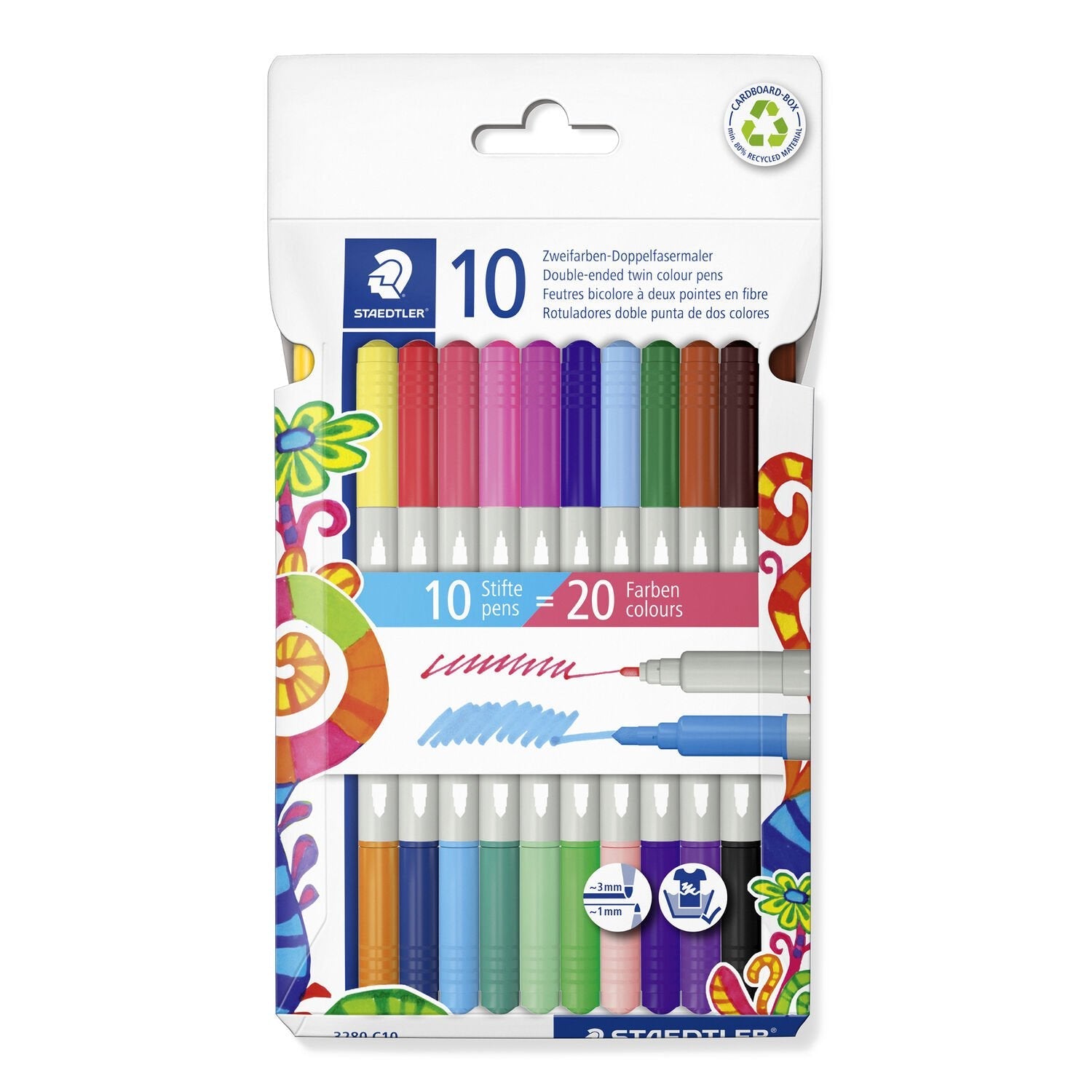 Staedtler, Double ended fibre tip Pen 10Col.