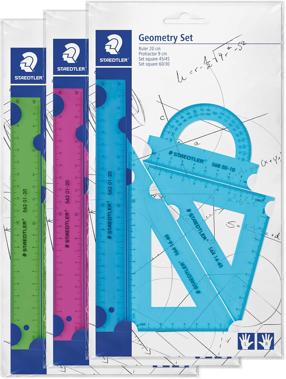 Staedtler, Geometry set 4 pc asst col. Dsp=18st