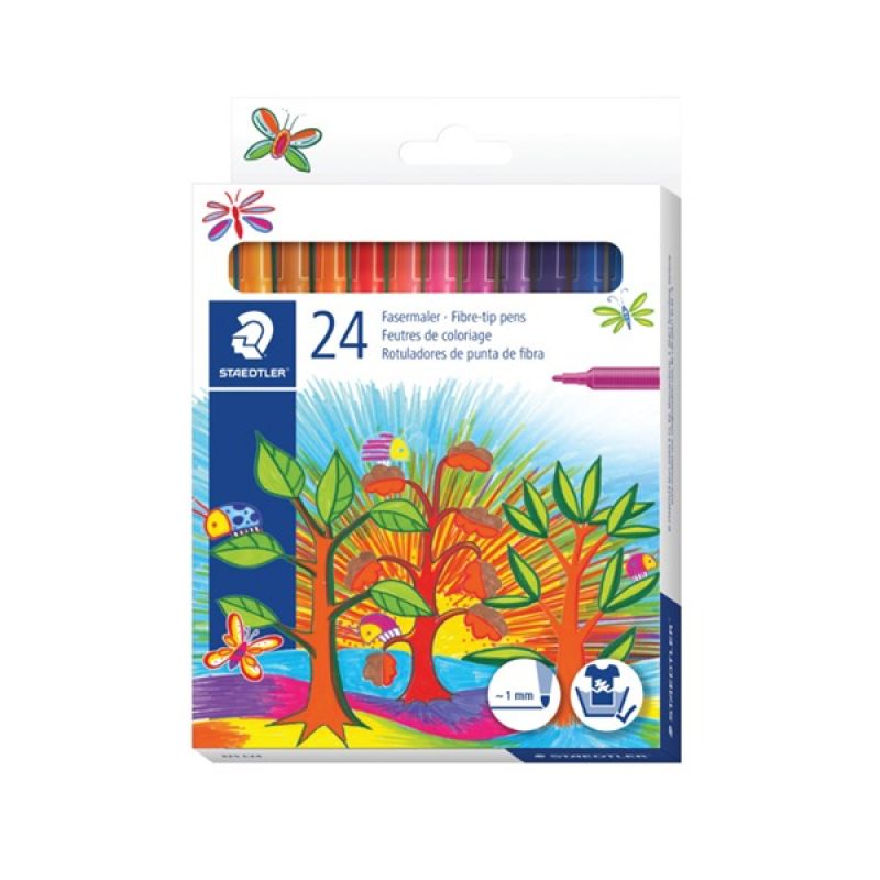 Staedtler, Fiber tip Pen cardboard St=24col 2+1 Pac
