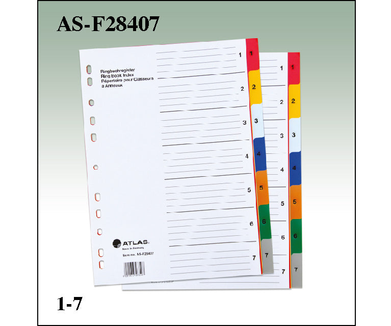 Atlas, Plastic Divider A4 1-7 Bx=36st