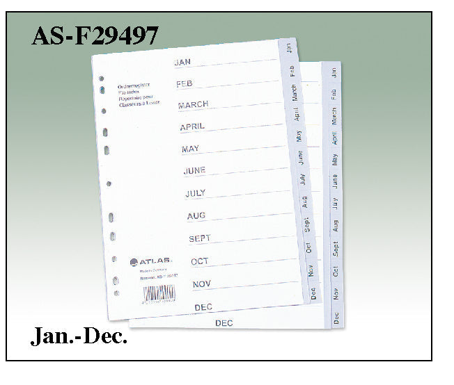 Atlas, Plas. Divider A4 Jan-Dec Bx=25