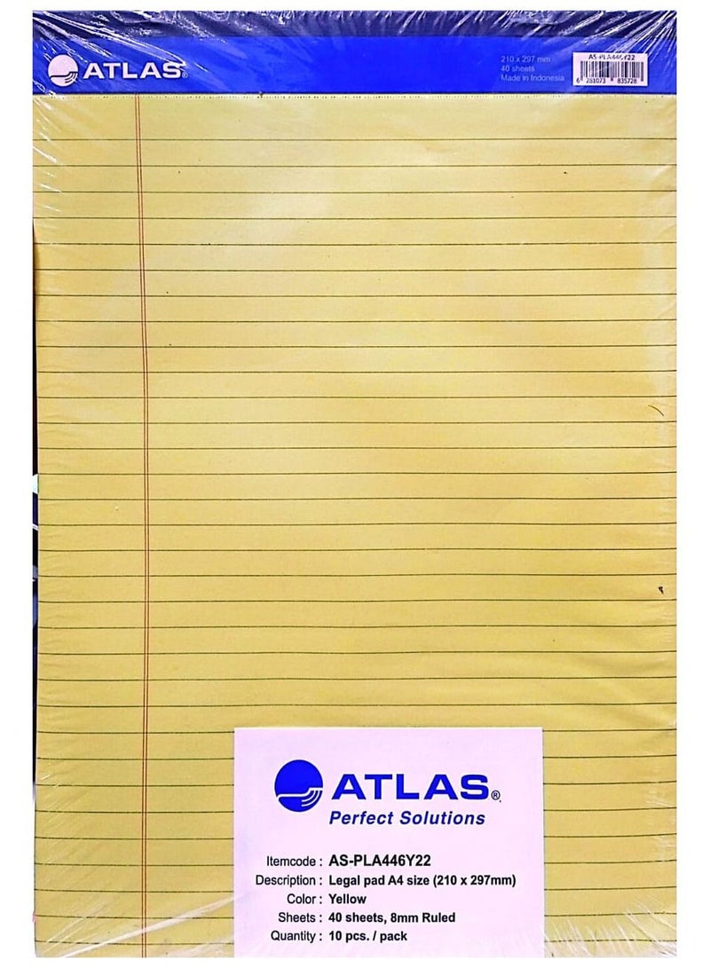 Atlas, Legal pad A4 40 sh YW PAC=10