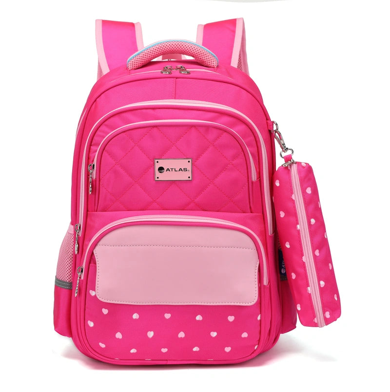 Atlas, Back Pack Girl 16.5\" Rose Red w/Hearts