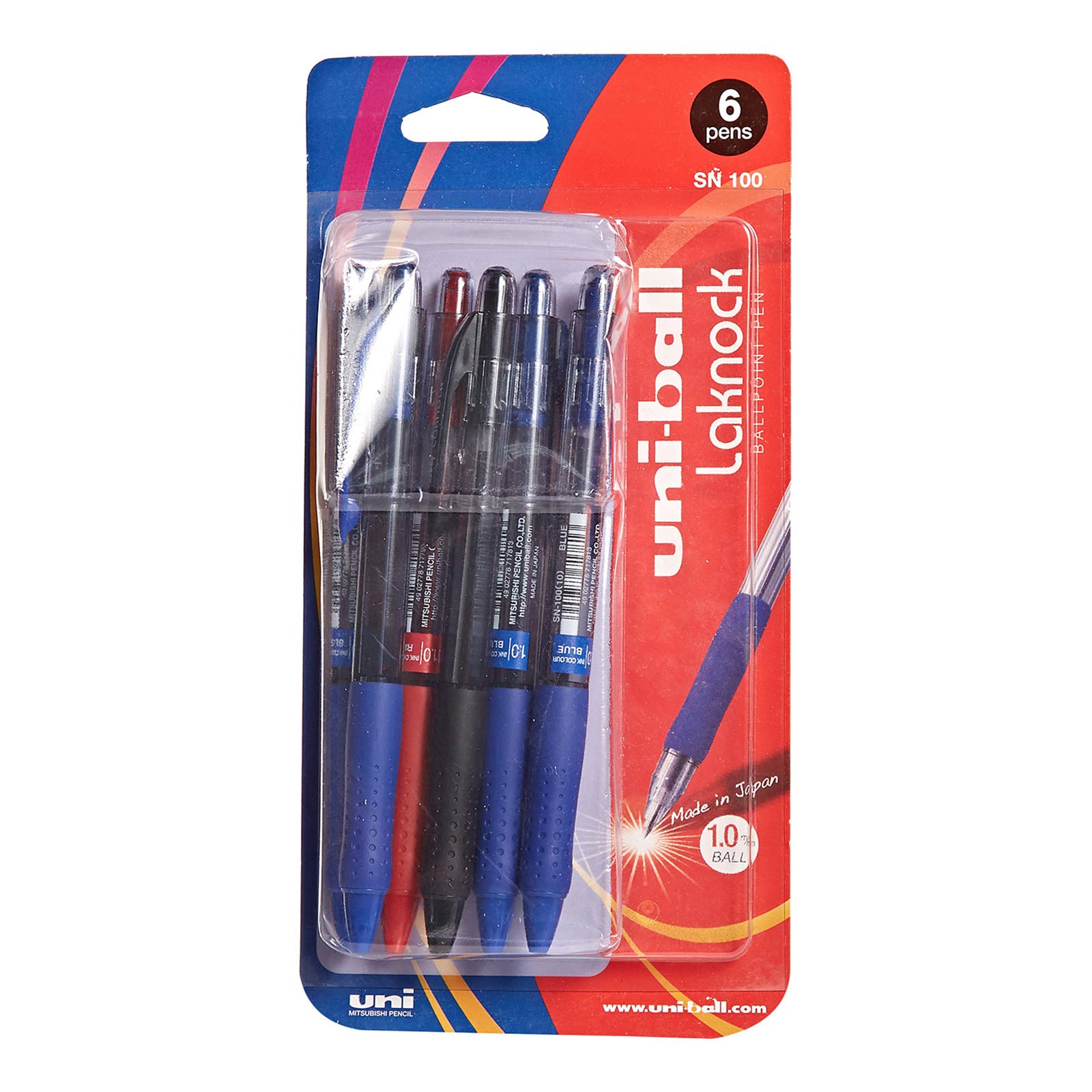 Uniball, Uni-ball Ball Pen Laknock bls=6pcs ass