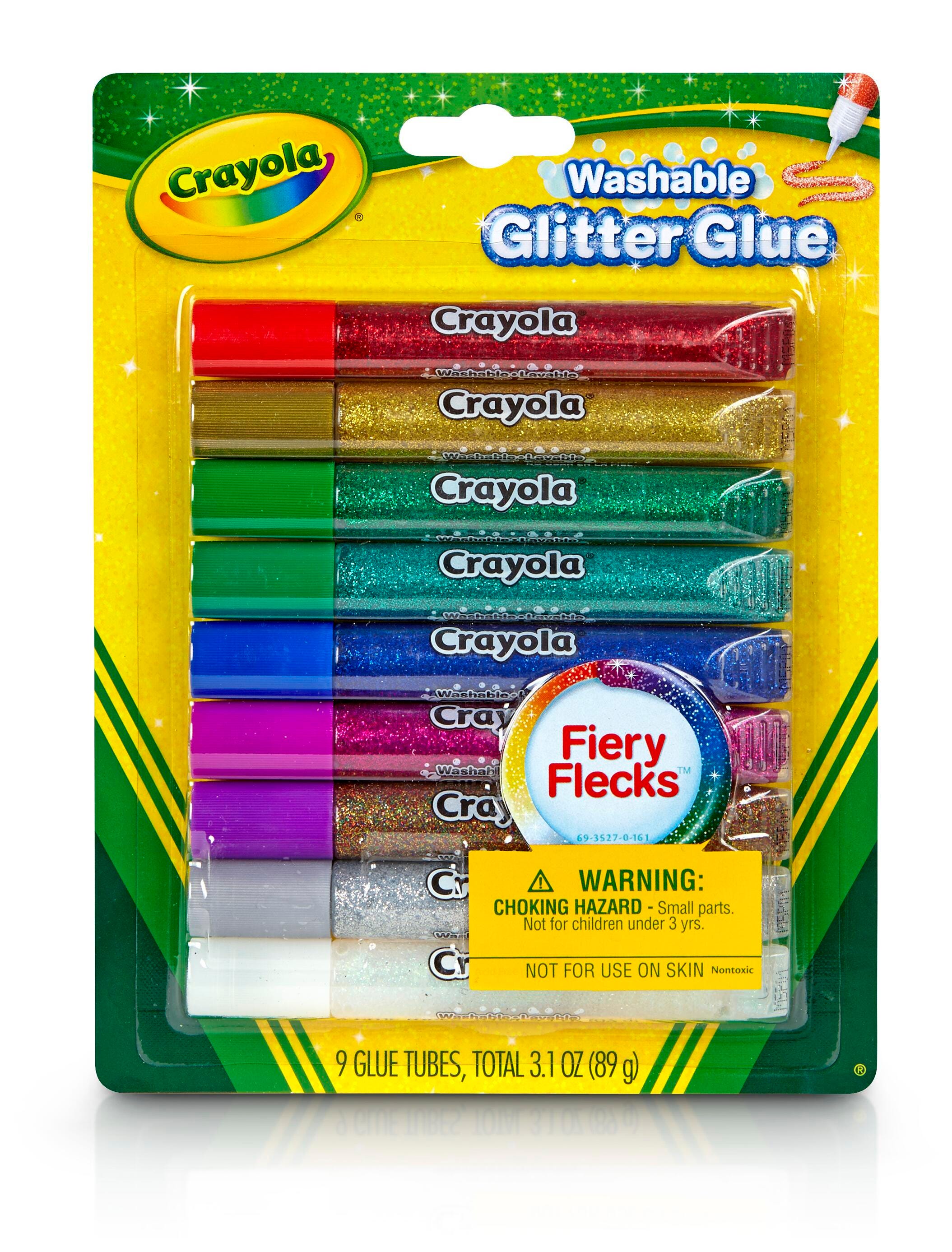 GLUE GLITTER CRAYOLA WASHABLE ASST SET OF 9