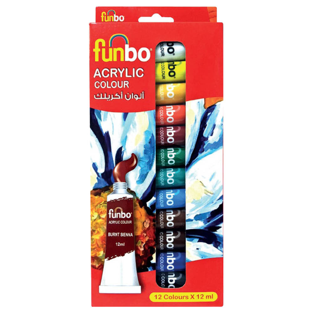 Funbo Acrylic Paint Set 12 Color X 12ml tubes FO-ACRYLIC-1212