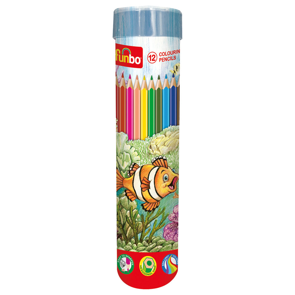 Funbo Coloring Pencil Cylinder Set 12 Color FO-CLPT-12, Box=24 sets