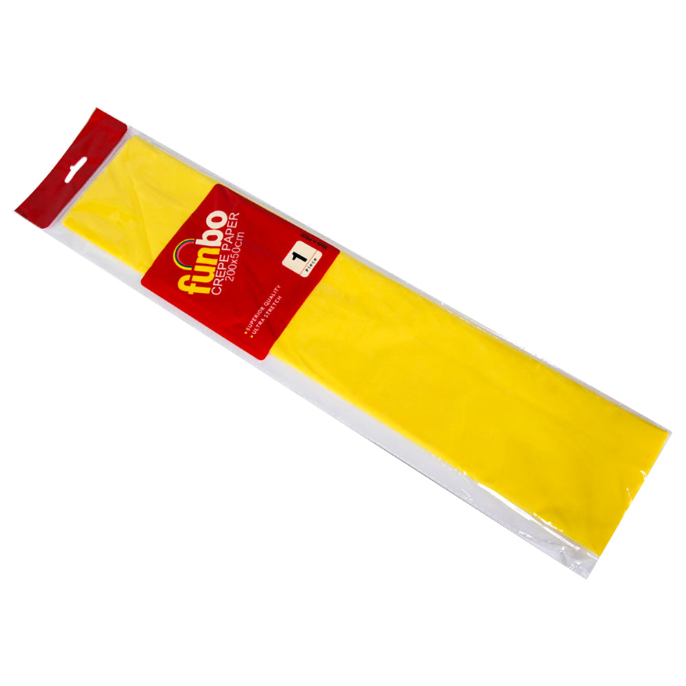 Funbo Crepe paper 23gsm 50cmx2m Packet of 10 yellow FO-CP80-14-YW