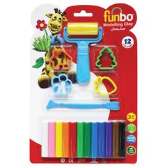 Funbo Modelling Clay 100g 12 colors and 4 Molds and 1 Roller and FO-MC-100-12+4M