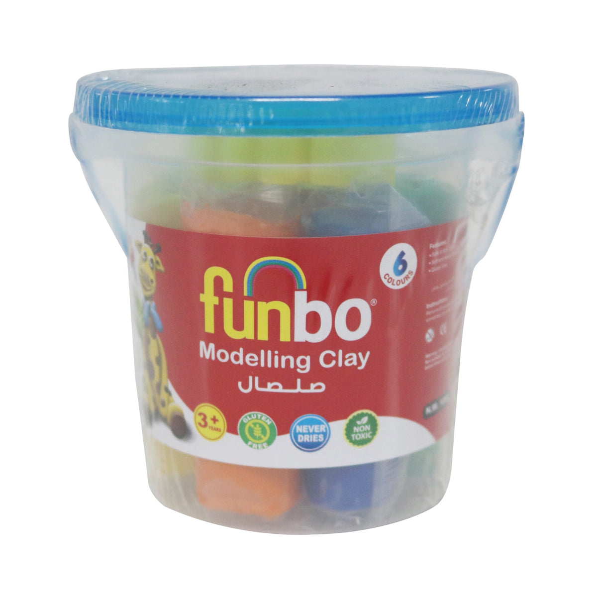 Funbo Modelling Clay 100g 6colors and 3Mold Cutters in Bucket FO-MC-100-6+3M