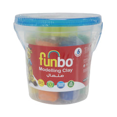 Funbo Modelling Clay 100g 6colors and 3Mold Cutters in Bucket FO-MC-100-6+3M