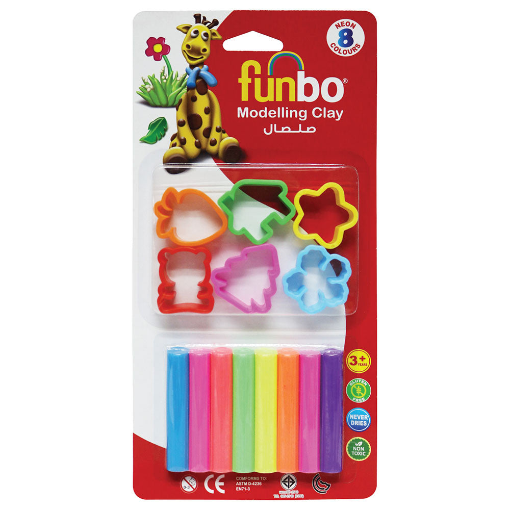 Funbo Modelling Clay 100g 8 Colors and 3D Mould FO-MC-100-8+3D