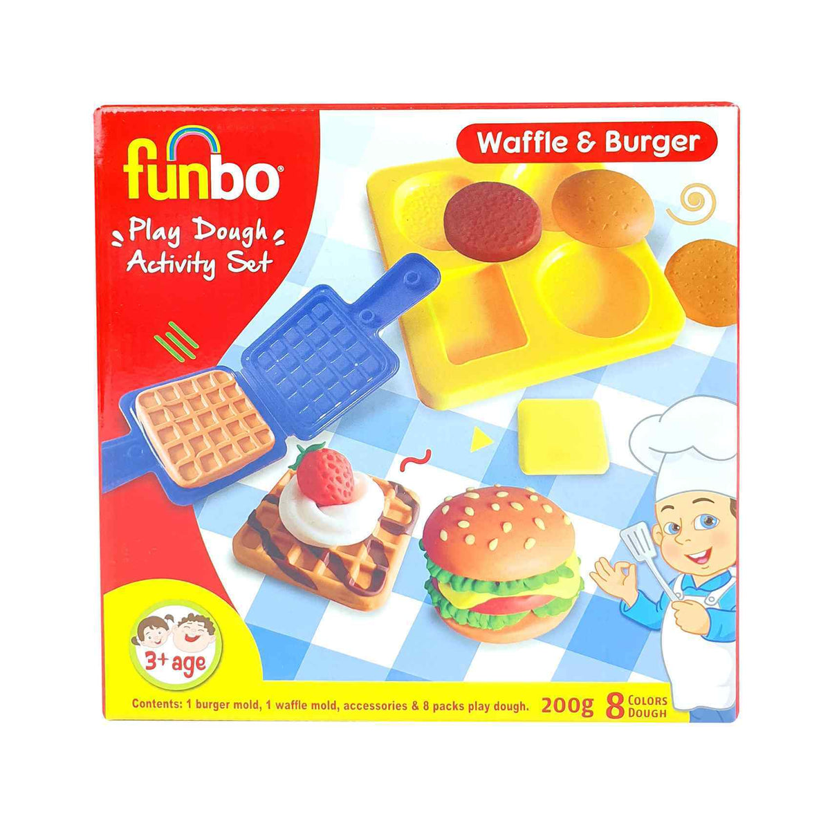 Funbo Activity Set Play Dough Burger & Wafle 200g and molds FO-PD-200-BW