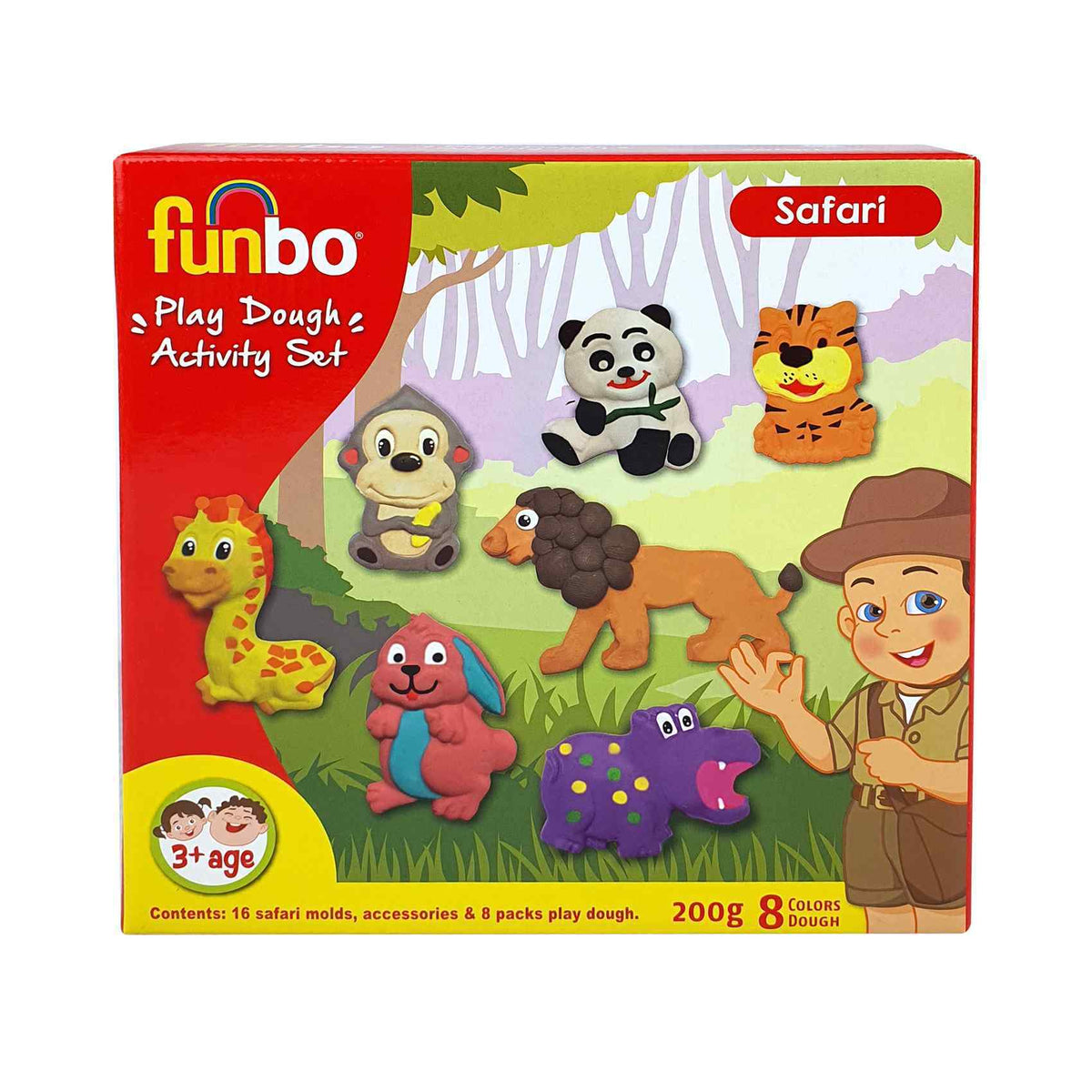 Funbo Activity Set Play Dough Safari animals 200g and molds FO-PD-200-SA