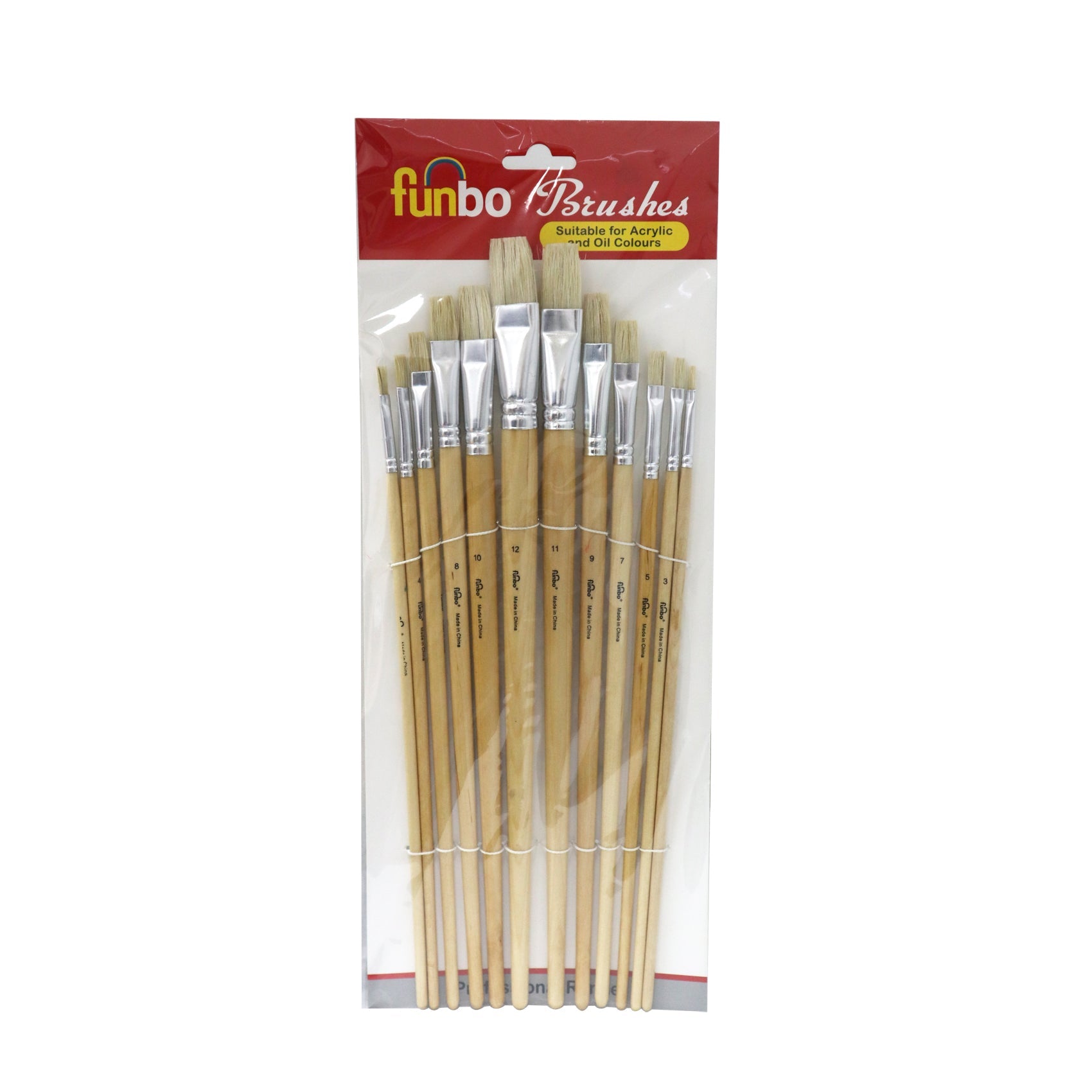 Funbo Brush Oil Color Flat Bristles 1-12