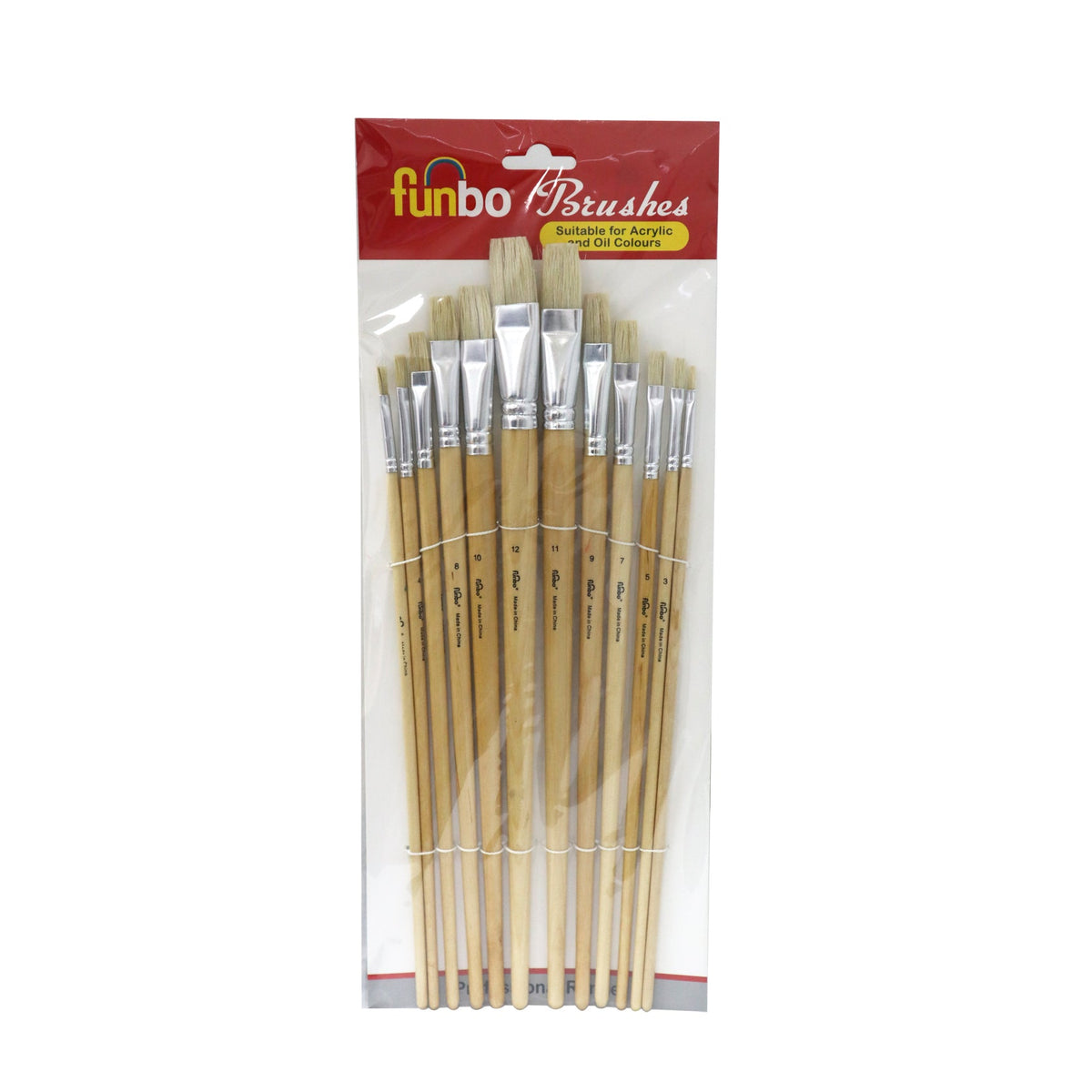 Funbo Brush Oil Color Flat Bristles 1-12