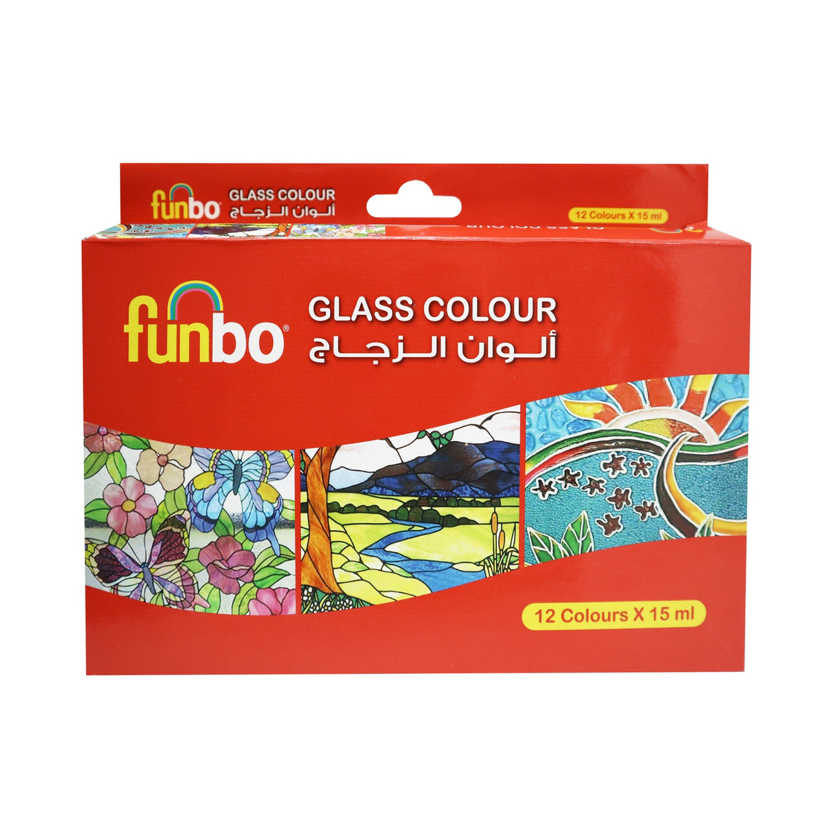 Funbo Glass Paint Set=12 cols x 15ml bottles