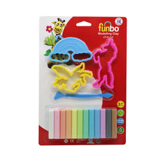 Funbo M.Clay 150g 7 Pstl Clrs+3 Mlds+1T in Bls