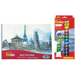 Funbo Sketch Pad A4 + water Col Set 12x12ml