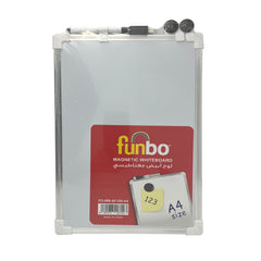 Funbo White Brd D.Sided Magnetic Alu.Fr A4+Mkr