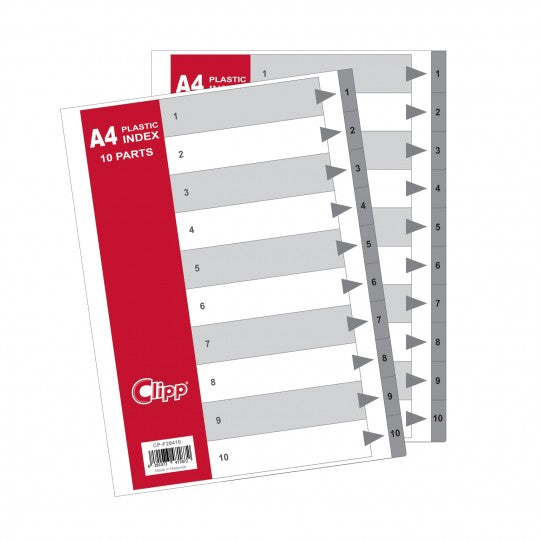 Clipp Plastic Divider A4 1-10 Box of 25 CP-F29410
