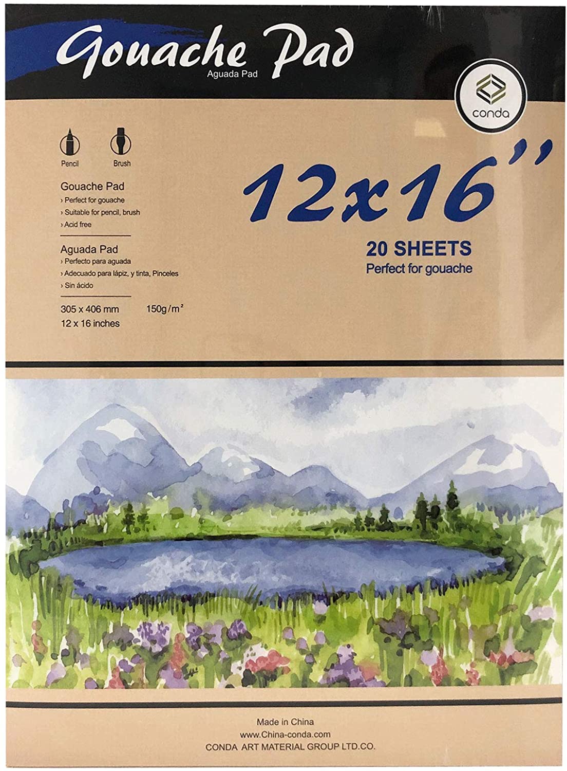 Conda Group Pad Gouache 150g 12 x 16 inch 20 Sheet CD A412310