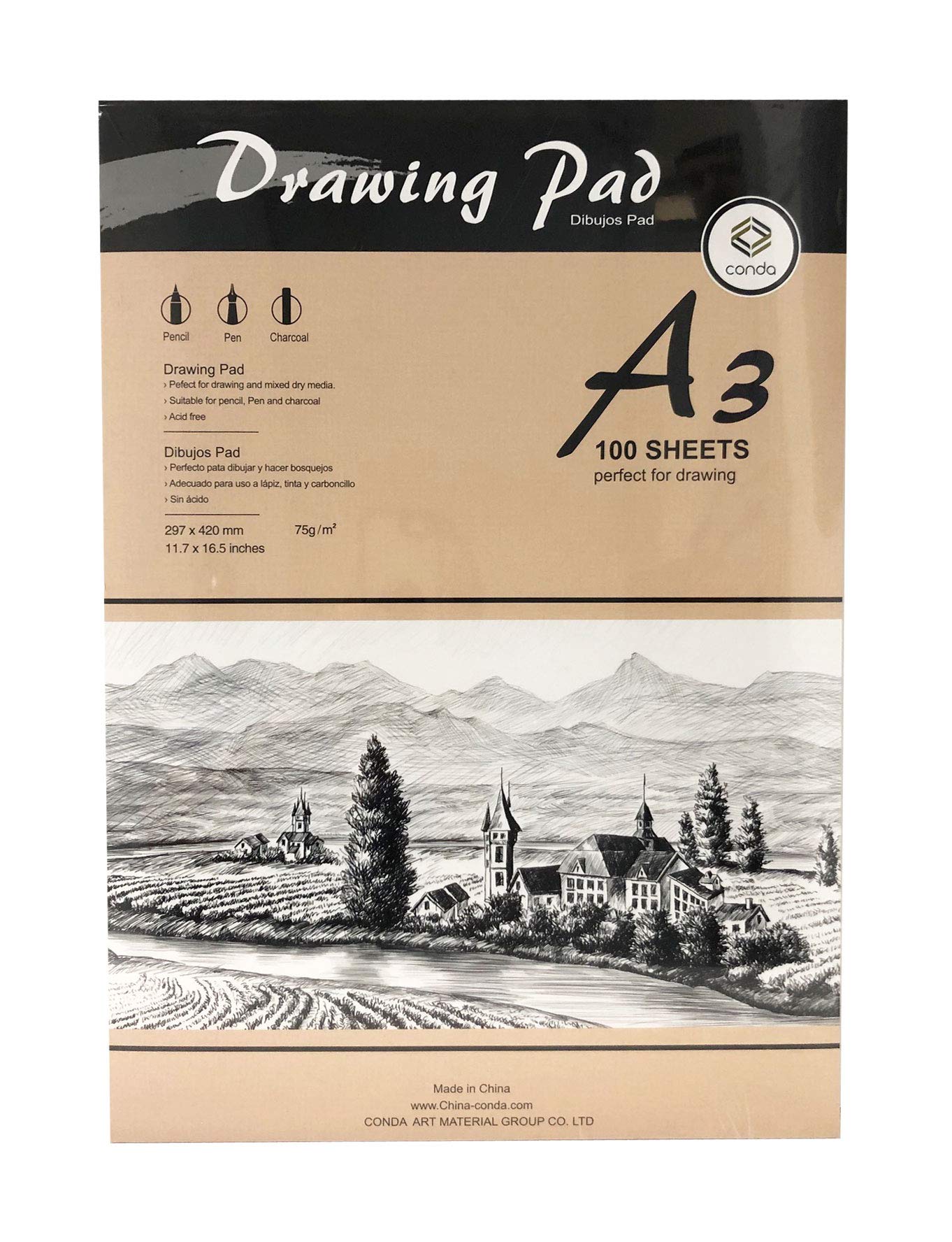 Conda Group Pad Drawing A3 100 Sheet 75g CD A41333