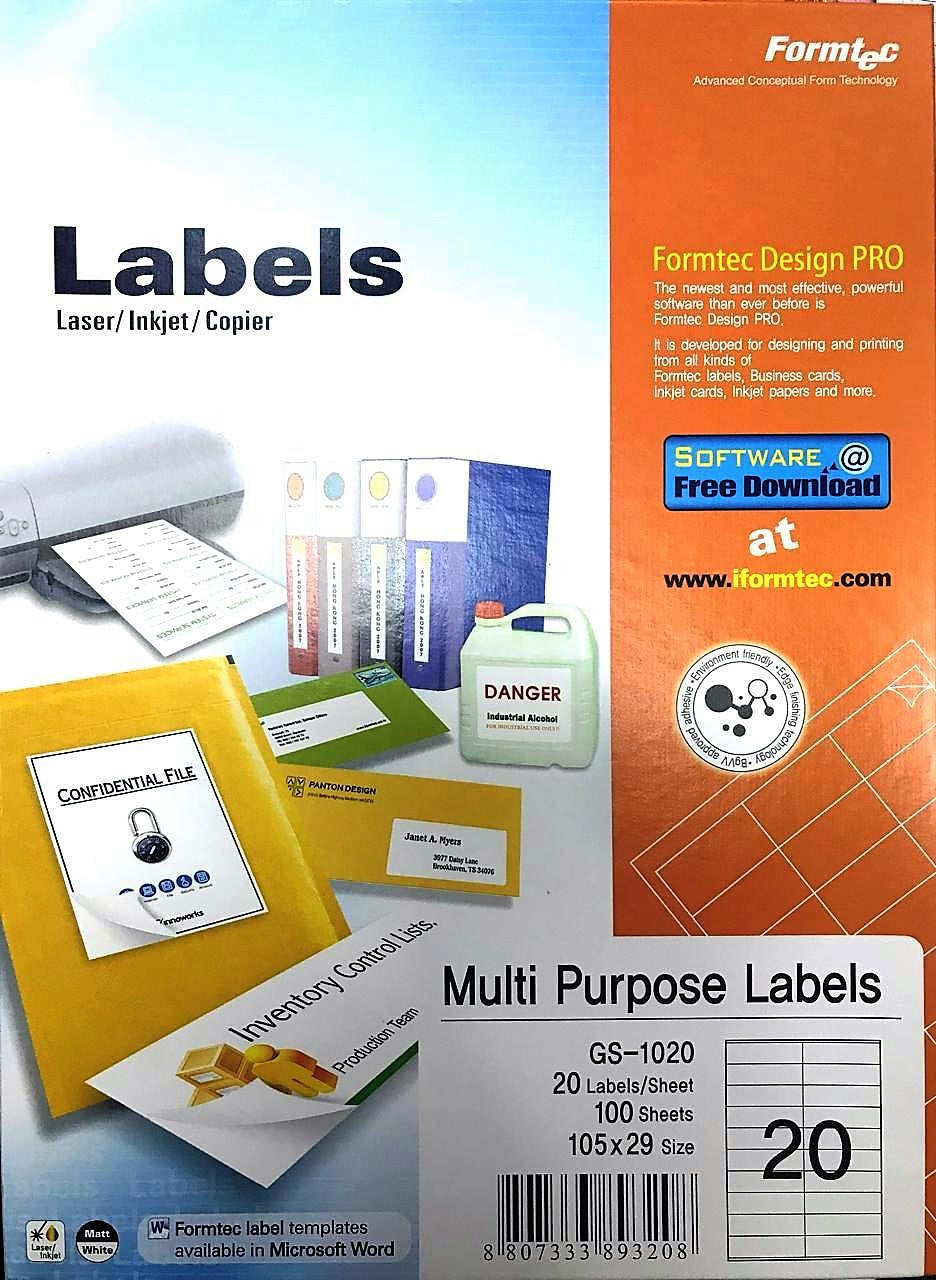 Label 2000 105x29 Packet 100 Sheet FT-GS-1020