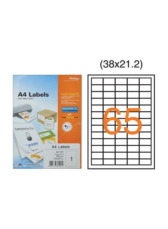 Label 6500 38x21mm Box 100 Sheet FT-GS-1065