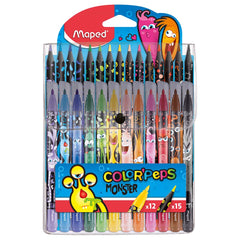 Maped Monster Combo 15 Colors Pencils And 12 Felttip MD-984718