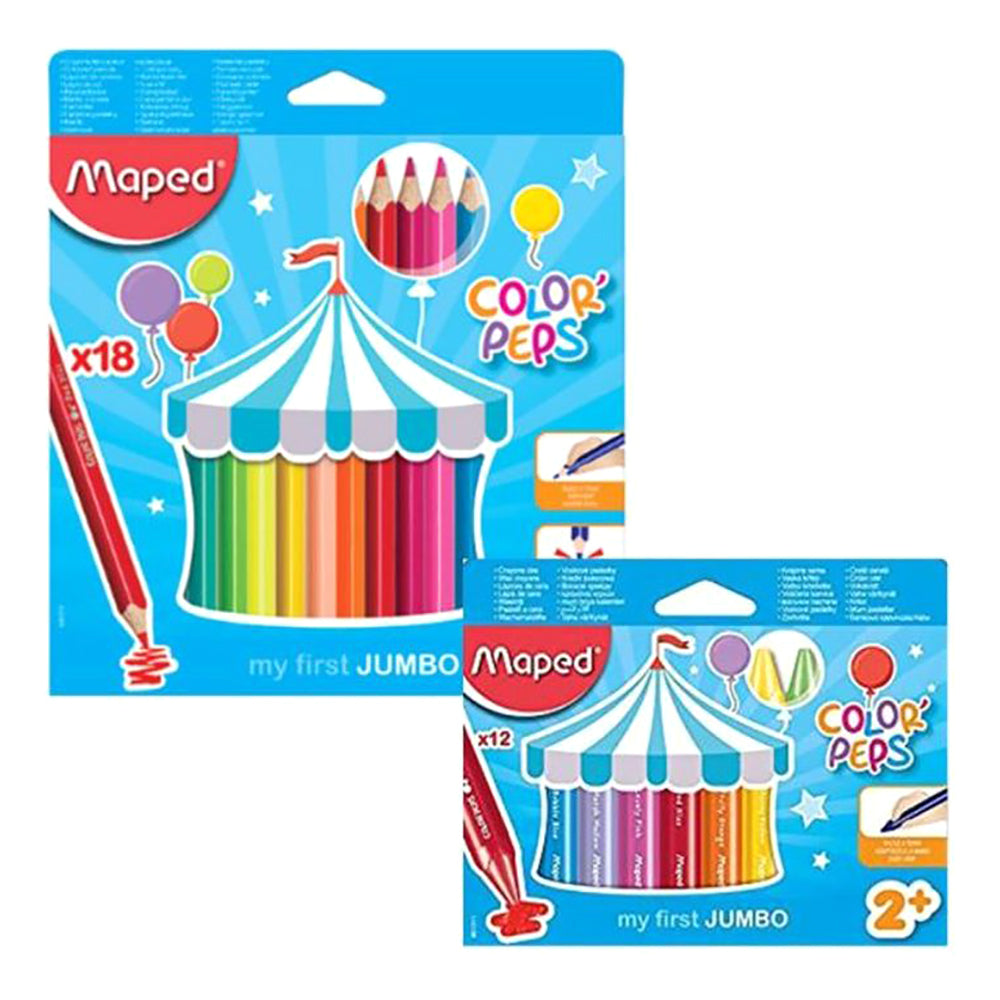 Maped Jumbo Colors Pencil 18 Pcs And Crayons Maxi 12 Pcs MDP-VP-113