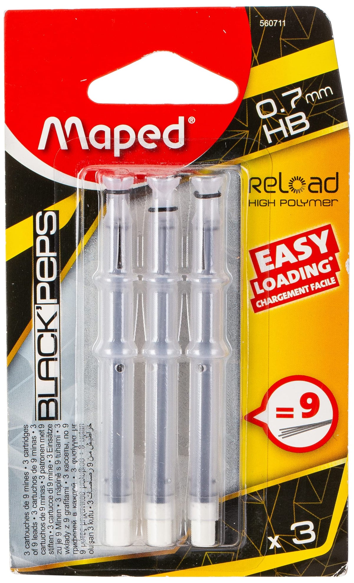 Maped Mechanical Pencil Reload Lead Cartridge 0.7 Mm Bls 3 MD-560711