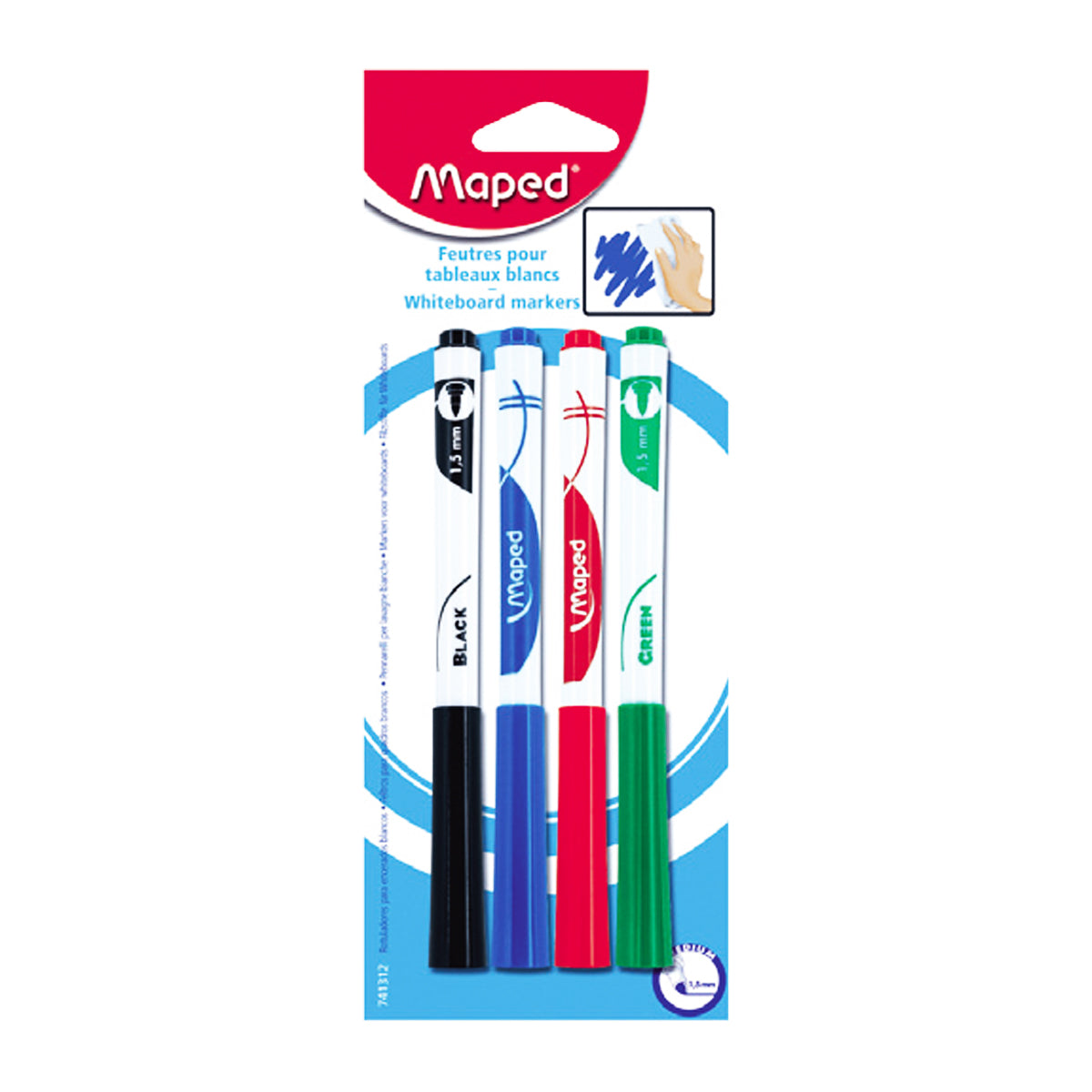 Maped Whiteboard Marker Chisel Assorted .Packet 4 Colors MD-735547