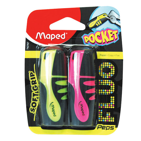 Maped Fluo Peps Pocket Yellow And Pink Assorted Bls 2 MD-742767