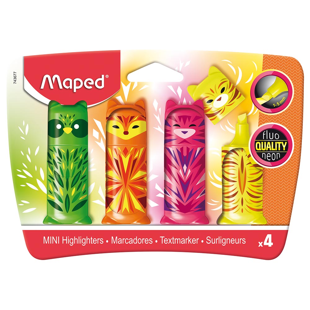 Maped Highlighter Mini Friends Pocket Packet 4 Colors MD-743677