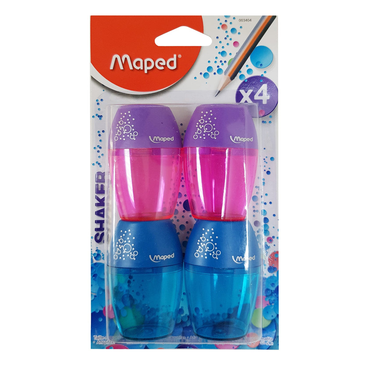 Maped Sharpner 1 Hole Shaker Bls 4 Pcs MD-003404