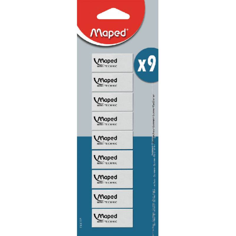 Maped Eraser Technic Mini Bls 9 Pcs MD-011309
