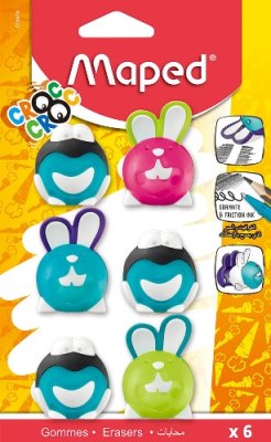 Maped Croc Croc Bunny And Frog Eraser Packet 6 Pcs MD-015879