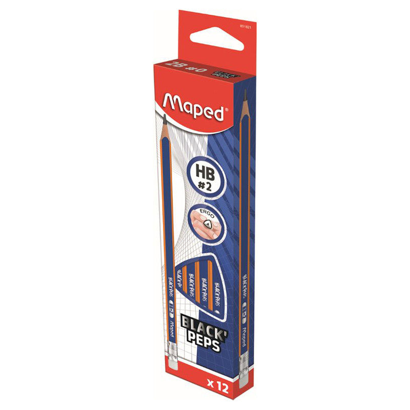 Maped Black Peps Navy 12X Hb Pencil And Eraser Box MD-851821